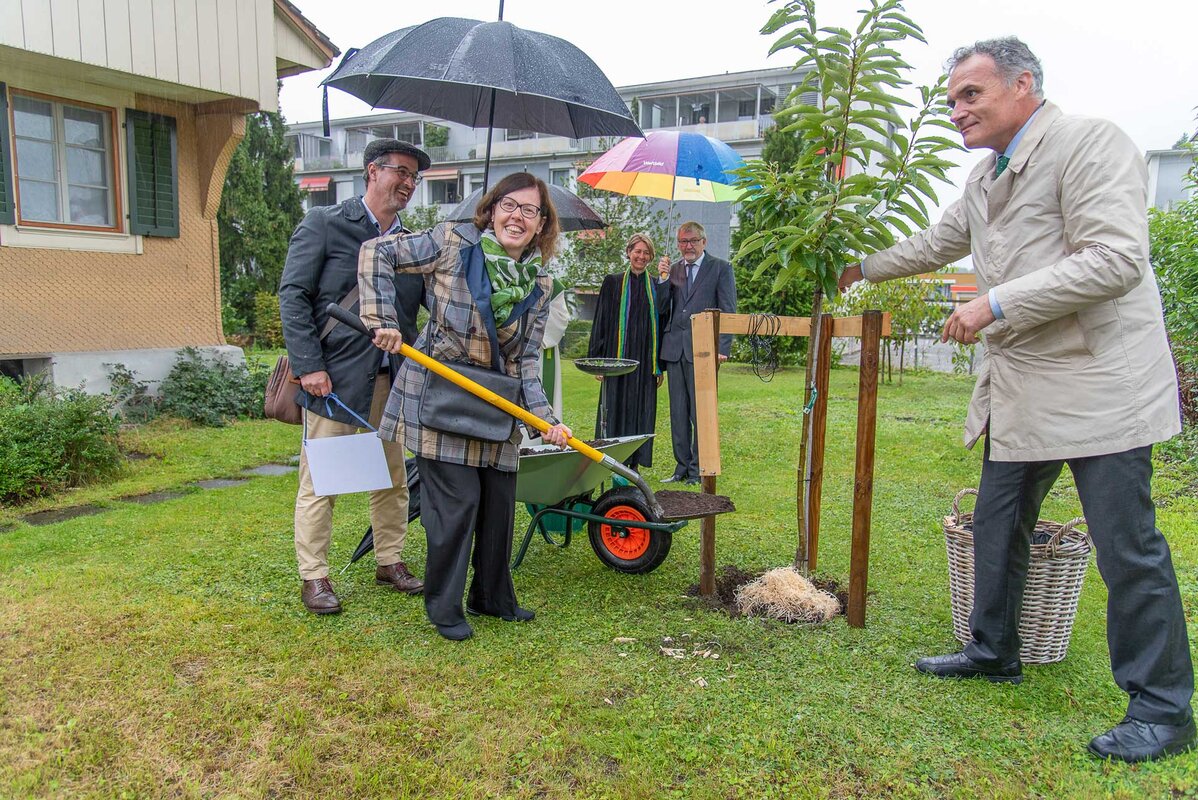 Das Baumpflanzen in Hochdorf. (Bild Doris Spörri)