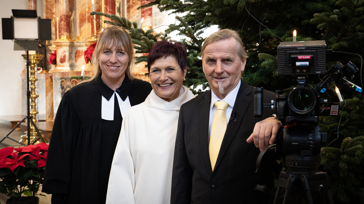 Im Bild v.l.: Claudia Speiser, Pfarrerin Reformierte Kirche Emmen-Rothenburg; Gudrun Dötsch, Pfarreileiterin St. Maria zu Franziskanern; Winfried Bader, Christkatholischer Theologe