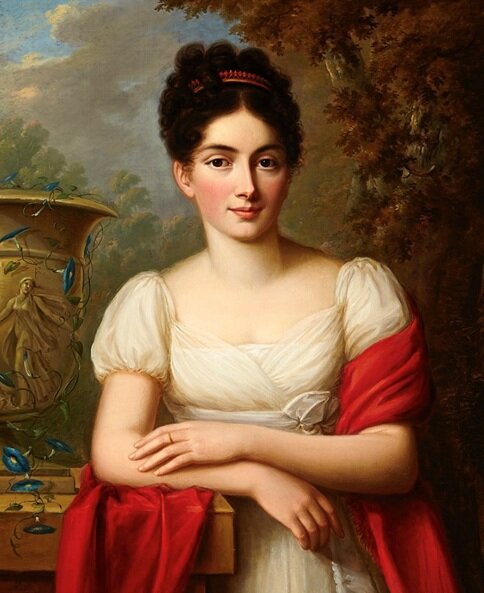 Bild: Wikipedia. Portrait der jungen Partrizierin Alette Rosina Sophie von Wattenwyl geb. von Frisching, Porträt von Johann Daniel Mottet (1816)