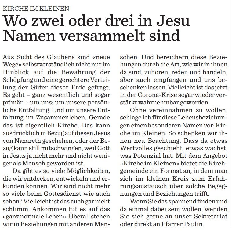 Artikel im Kirchenboten Februar 2022