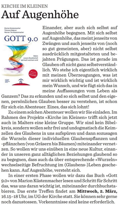 Artikel im Kirchenboten März 2022